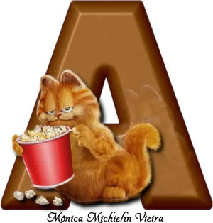 Garfield_ Enjoying_ Popcorn_ Artwork PNG image