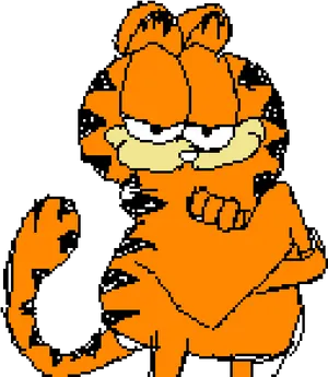 Garfield Pixel Art Classic Pose PNG image