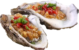 Garnished Oysterson Half Shell PNG image