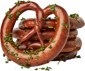 Garnished Soft Pretzels Stacked PNG image