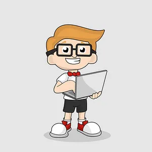 Geeky Boy Cartoonwith Laptop PNG image