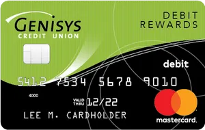 Genisys Credit Union Debit Card PNG image