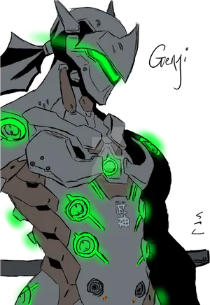 Genji Cybernetic Ninja Artwork PNG image
