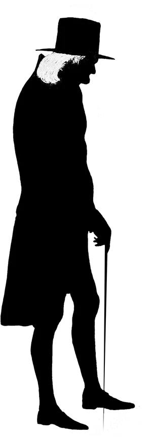 Gentleman Silhouettewith Cane PNG image