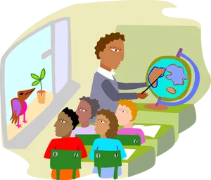 Geography Lessonin Colorful Classroom