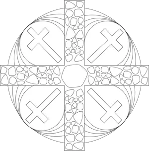 Geometric Cross Mandala Design PNG image