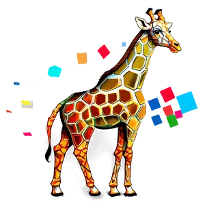 Geometric Giraffe Outline PNG 05062024