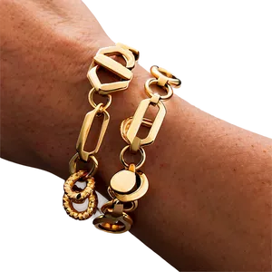 Geometric Gold Bracelet Modern PNG Neg PNG