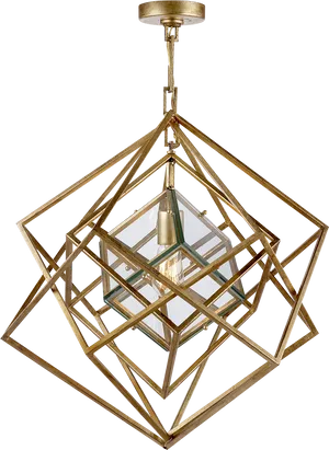 Geometric Gold Chandelier Design PNG image