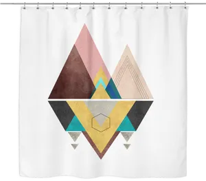 Geometric Mountain Shower Curtain PNG