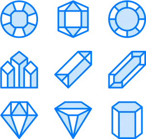 Geometric_ Shapes_ Collection_ Blue_ Lineart PNG
