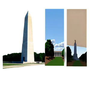 Geometric Washington Monument Abstract Art PNG 12