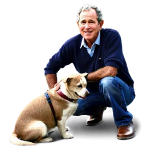 George Bush With Pets PNG 13