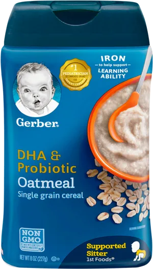 Gerber D H A Probiotic Oatmeal Cereal Package PNG image