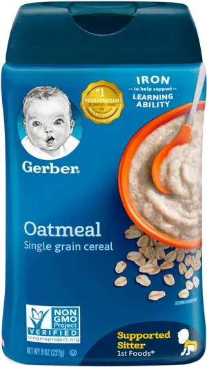 Gerber Oatmeal Cereal Packaging PNG image