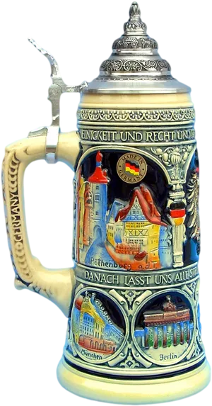 German Beer Stein Decorative Mug PNG image