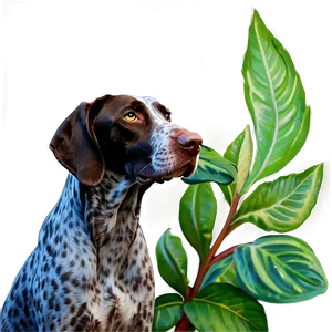 German Shorthaired Pointer With Leaves PNG Nhj PNG