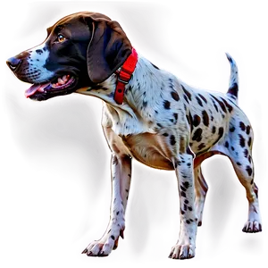 German Shorthaired Pointer With Puppies PNG 06292024