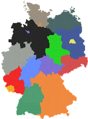 Germany Pixelated Map Color Coded PNG image