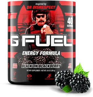 Gfuel Blackon Blackberry Energy Formula Tub PNG image