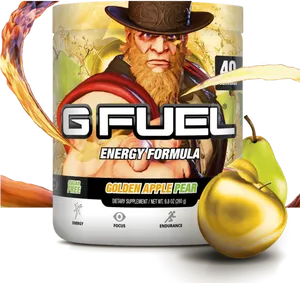 Gfuel Golden Apple Pear Energy Formula PNG image