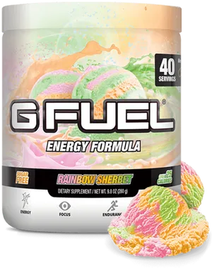 Gfuel Rainbow Sherbet Energy Formula PNG image