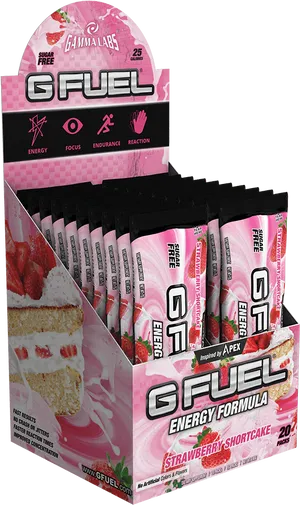 Gfuel Strawberry Shortcake Energy Formula Display PNG image