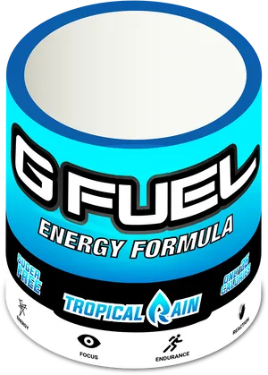 Gfuel Tropical Rain Energy Formula Container PNG image