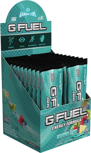 Gfuel Tropical Rain Energy Formula Display PNG image