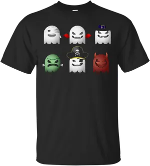 Ghost Emoji Themed T Shirt Design PNG image