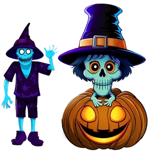 Ghoulish Halloween Cartoon Gathering Png 06252024 PNG image