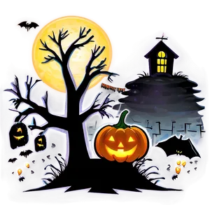 Ghoulish Halloween Cartoon Gathering Png 64 PNG image