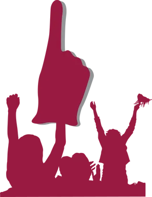 Giant Foam Finger Crowd Silhouette Clipart PNG image