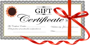 Gift Certificatewith Red Ribbon PNG image