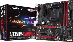 Gigabyte A B350 M Gaming3 Motherboard PNG image