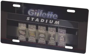 Gillette Stadium Super Bowl Trophies Display PNG image