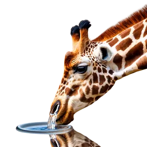 Giraffe Drinking Water PNG Lcs43
