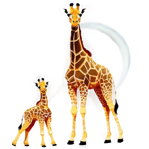 Giraffe Family Sunset PNG 18 PNG