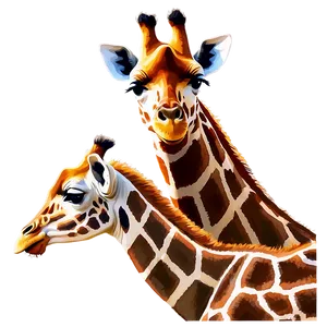 Giraffe Family Sunset PNG Efu66 PNG