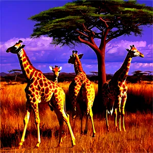 Giraffe Herd Migration PNG Tfe