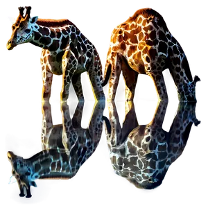Giraffe Reflecting In Water PNG Als65