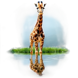 Giraffe Reflecting In Water PNG Qrf9