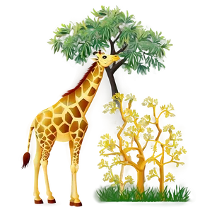 Giraffe Under Acacia Tree PNG Nwe91