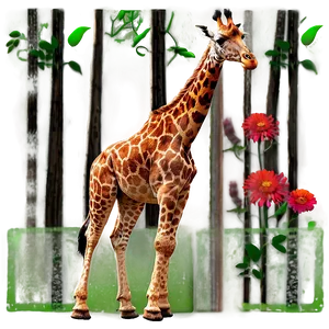 Giraffe Walking In Mist PNG 05062024 PNG