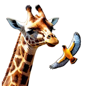 Giraffe With Birds PNG Ers66