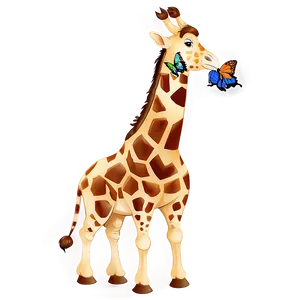 Giraffe With Butterfly PNG 92