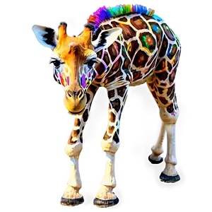 Giraffe With Colorful Spots PNG 05062024