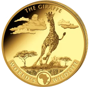 Giraffe Worlds Wildlife Gold Coin PNG image