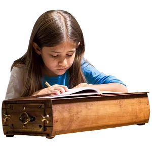 Girl Doing Homework PNG Deo11