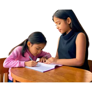 Girl Doing Homework PNG Rqu48